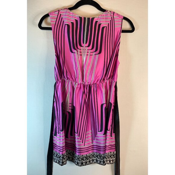 Hale Bob size Small Pink Silk Empire Waist Dress w/Black & White Pattern NWT - Picture 8 of 13